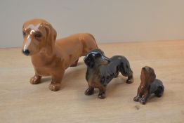 A Beswick Pottery 'Daschund' study, model number 361, designed by Mr Watkin in black and tan gloss