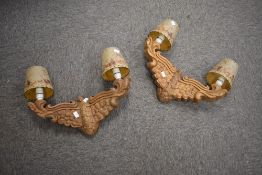 Workshop of Robert Mouseman Thompson of Kilburn; A rare pair of carved golden oak double wall