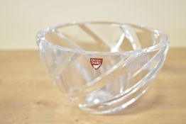 A 20th-century Orrefors crystal bowl by Jan Johansson, featuring a distinctive v-cut rim and