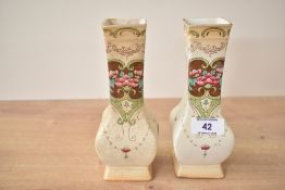 Two small 20th-century Shelley Art Nouveau ceramic bud vase, having a tapered rim and neck that