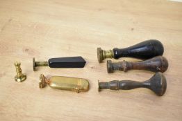 A selection of 19th-century Wax Seal Stamps, featuring an array of gothic-style monograms, 'TR', '