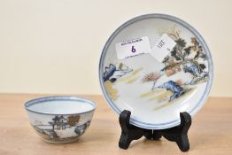 Two pieces of 18th-century Chinese Nanking Cargo porcelain, featuring delicate hand painted garden