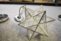 A large late 20th-century Italian glass Moravian star pendant light with mercury finishing,