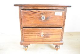One late 19th-century mahogany tabletop set of drawers, possible apprentice piece, with two