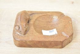A small 20th-century Robert Thompson 'Mouseman' handcarved oak ashtray, featuring a small, perfectly