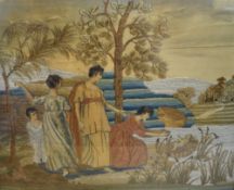 A 20th Century needlepoint representing the story of Moses from the Old Testament of the Bible,