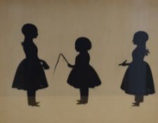 A triptych of 19th Century Silhouette studies of children side profiles, unsigned or attributed,
