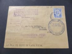 TONGA 1938 TIN CAN MAIL COVER WITH MULTIPLE CACHETS TO FRONT AND REAR Fine cover from Tonga,