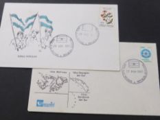 FALKLAND ISLANDS 1982 ARGENTINIAN OCCUPATION INCLUDING FORGERY COVER Duo of Argentinian occupation