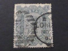 GB 1878 10 SHILLING GREENISH GREY (PL1) USED (MALTESE CROSS WMK) Good used example of this high