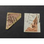 FALKLAND ISLANDS 1891 PROVISIONAL ISSUE 1D STAMPS BISECTED & OPTD 1/2d Card with duo of bisected