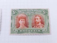 RHODESIA 1910-13 GV ISSUE ALL VALUES TO 5 SHILLINGS - MOUNTED MINT Single sheeted leaf with