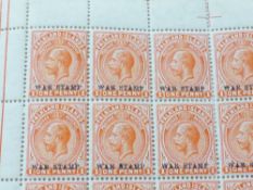 FALKLAND ISLANDS 1918-20 1d ORANGE VERMILLION (1919 PRINTING) MNH FULL SHEET OF 60 1d Orange
