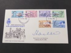 BRITISH ANTARCTIC TERRITORY 1980 GEOGRAPHICAL SOCIETY 150th ANN COVER SIGNED BY LORD SHACKLETON Fine