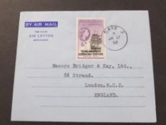 FALKLAND ISLANDS 1958 COVER FROM BASE J (PROSPECT POINT POST OFFICE) TO UK Short lived Post office