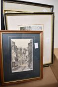 **Local Interest** 19th century etching Thirlmere or Withburn Water Cumberland within washline