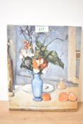 A modern Les Editions Braun of Paris print on canvas of Paul Cézannes 'La vase bleu', 20cm x 25cm,