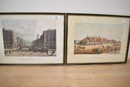 A pair of 19th century lithographs, both within card mounts and gilted black frames under glass,