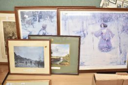 A selection of framed 20th-century prints, to include The Old Custom House, Liverpool, Looking South
