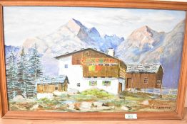 I. S. Cameron (British 20th century) oil on panel 'Alpine Chaley' signed lower right, entitled in