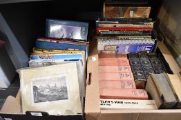 A collection of books of various genres in two cartons including Atlas of Anatomy and Painting Birds