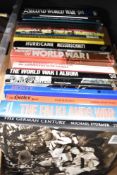 A carton of assorted war themed books including titles such as The German Century, The Hitler Years,