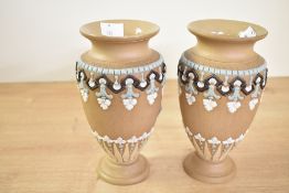 Two early 20th-century Doulton Lambeth Silicon Ware vases (8692), of classical urn-form, featuring