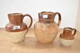 A Victorian Doulton Lambeth stoneware jug commemorating Queen Victoria's Diamond Jubilee in 1897,