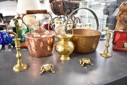 A quantity of 19th to early 20th-century metal ware, to include a Victorian copper scullery