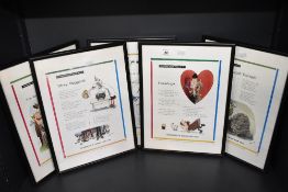 Five mid 20th-century framed Guinness Adverts (1961) illustrated by Gerard Hoffnung (1925-1959),