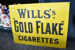A contemporary reproduction Wills's Gold Flake metal and enamel advertisement sign, 61cm x 46cm,