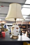 A mid 20th-century Royal Albert bone china 'Old Country Rose' table lamp, of a classical urn-