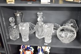A large quantity of 20th-century crystal cut glassware, to include three decanters; a large bowl;