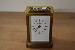 An English brass five-glass carriage carriage timepiece, of traditional design with platform