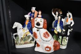 A quantity of 19th-century Staffordshire pottery flat backs, to include a 'Scottish Wedding', 'Tom