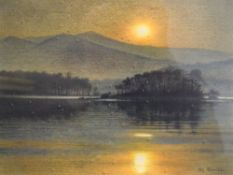 *Local Interest* Michael Smith (British Contemporary) Oil Pastel and ink, depicting sunset over