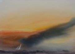 Trevor Castle (British 20th Century) A collection of four watercolours, seascapes with vibrant