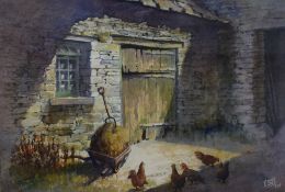 *Local Interest* Trevor Beeby (British 20th Century) Watercolour 'Quiet Corner of The Farmyard',