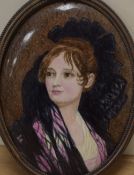 Lucien Boullemeir (British 1877–1949) pottery portrait miniature 'Dona Isabel de Porcel' after