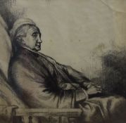 Late 20th Century etching, depicting an elderly lady reclining in an arm chair, signed