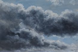 Meg Stevens (British 1931 - 2012) Gouache on paper, a tumultuous sky, signed and dated (1984) in