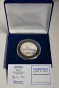 A Westminster Collection, Large Sterling Silver Coin, Commemorating Concorde's Last Flight In