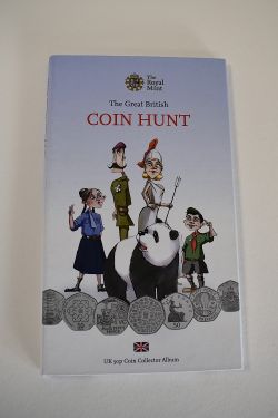 A Royal Mint Great British Coin Hunt Cardboard Folder, Fifty Pence Collector Album, Eighteen
