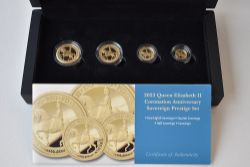 A 2023 Elizabeth II Coronation Anniversary Gold Sovereign Prestige Set, Issued Tristan Da Cunha, Obv