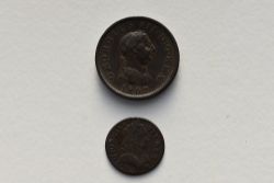 A George III 1773 Farthing, Laurel And Cuirass, A George III 1807 Soho Penny, Rev Britannia Seated.