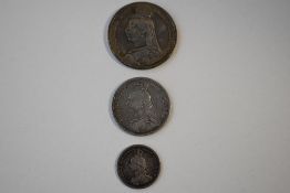 A Queen Victoria 1890 Silver Crown, Jubilee Head, 1887 Silver Halfcrown, Jubilee Head, And 1887