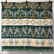 Five 20th century Indonesian Ikat Hinggi cloths, sarong or hangings, depicting shrimp, deer,