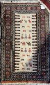 Two antique hand knotted wool Kilim rugs, both featuring central ladder motif, geometric borders and