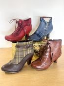Five pairs of low heeled Joe Browns, Hush Puppies, Ruby Shoo and Laura Vita brand shoe boots and