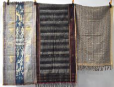 Three cloths, to include Indonesian Sumba royal garment, indicated by deer with spreading horns